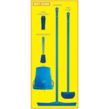 NATIONAL MARKER CO National Marker Wet Zone Shadow Board Combo Kit, Yellow/Blue, 68 X 30, Pro Series Acrylic - SBK123FG